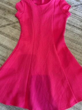 Kids Hot Pink Textured Fit-and-Flare Dress